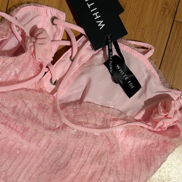 NWT White Fox Studio Starlet Sequin Mini Dress in Baby Pink Size XS - Picture 14 of 16